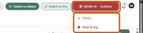 Running timer with Pause and Stop & log