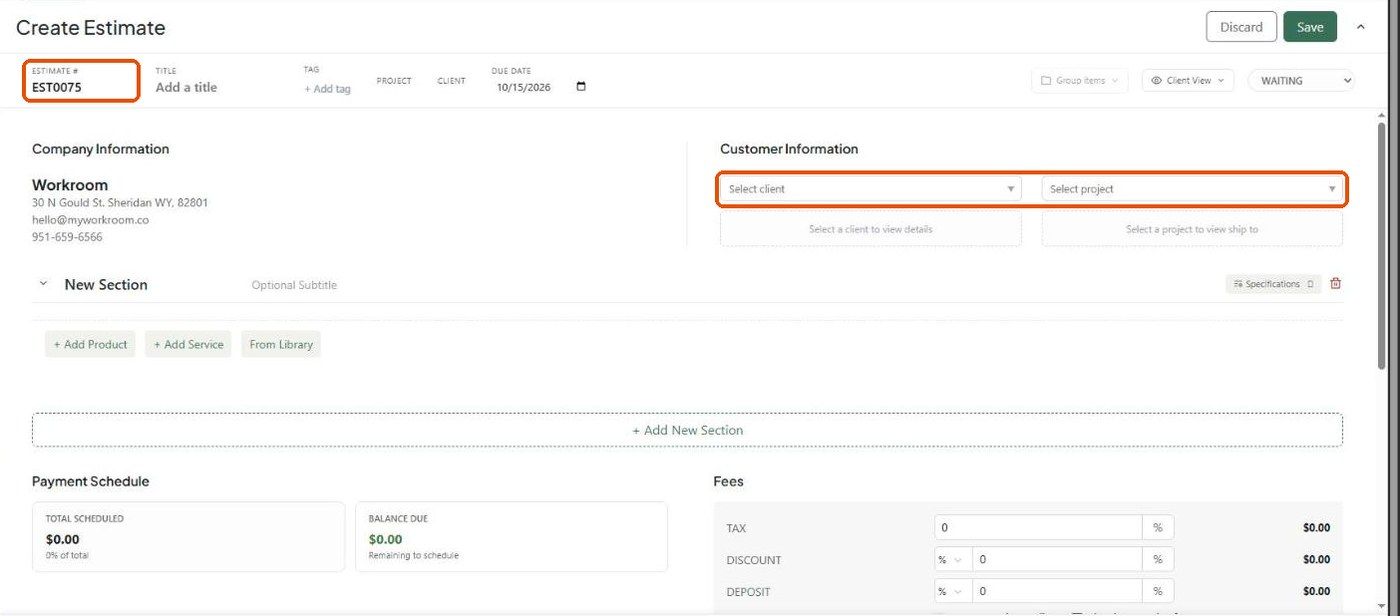 New estimate editor