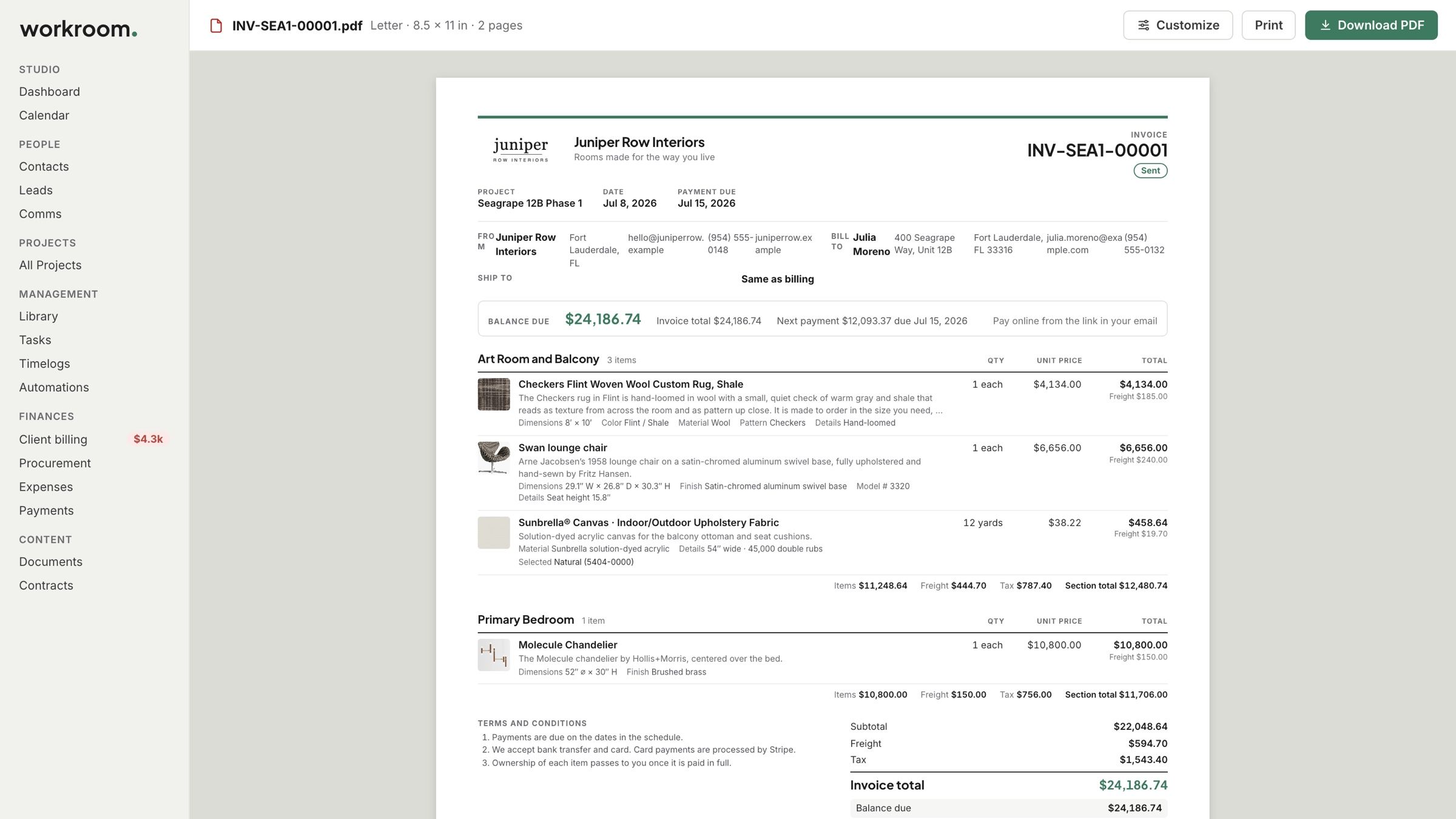 An invoice’s PDF