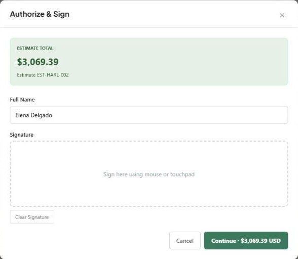 Authorize & Sign dialog