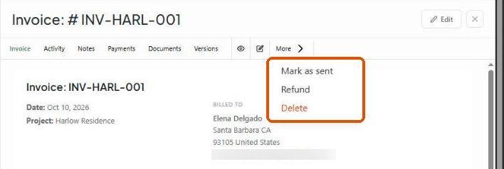 More menu