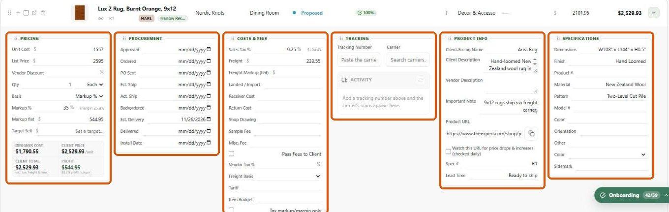 Pricing and Costs & Fees panels
