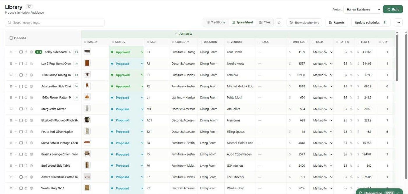 Spreadsheet view with the Tags column