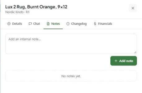 Product Notes tab
