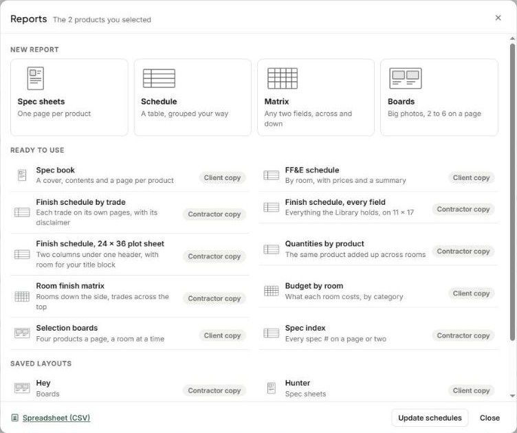 Reports window
