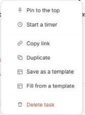 The task menu