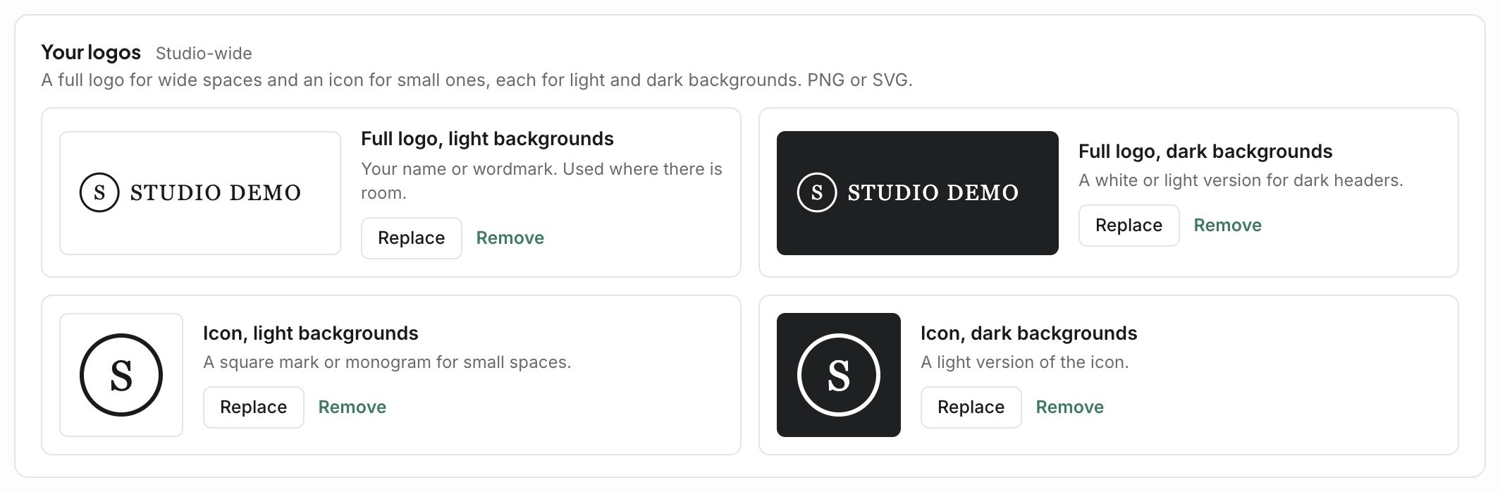 Your logos, for light and dark backgrounds