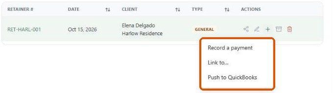 Retainer plus menu