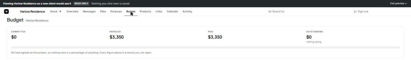 Client portal Budget