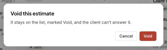 Void this estimate