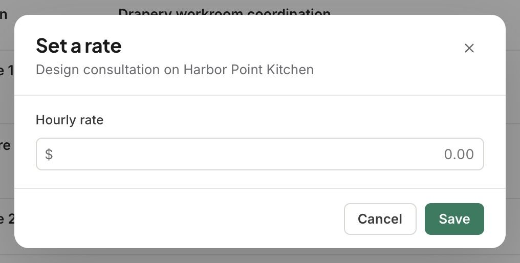 Set a rate for the item