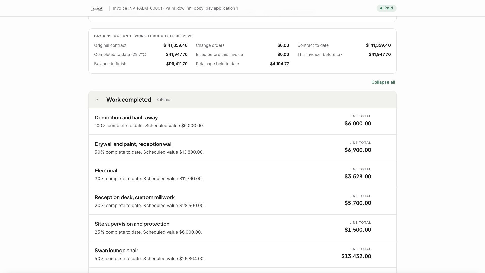 The pay application as your client sees it